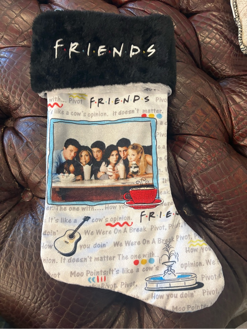 FRIENDS‎ Black and White Multicolor Decorative Holiday Stocking